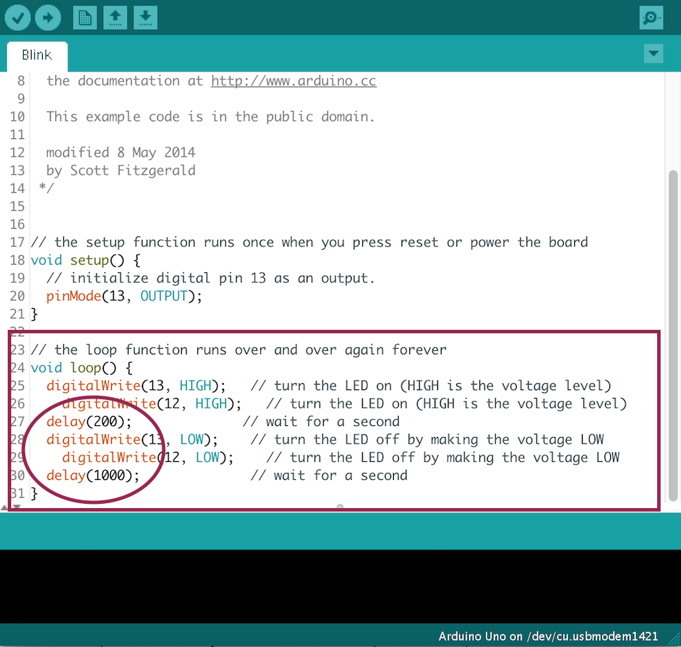 delay statements are included in loop code block.