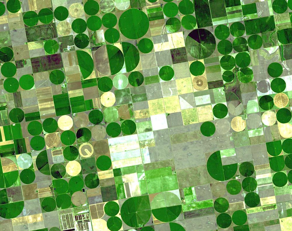 NASA satellite photo shows crop circles in Finney County, Kansas